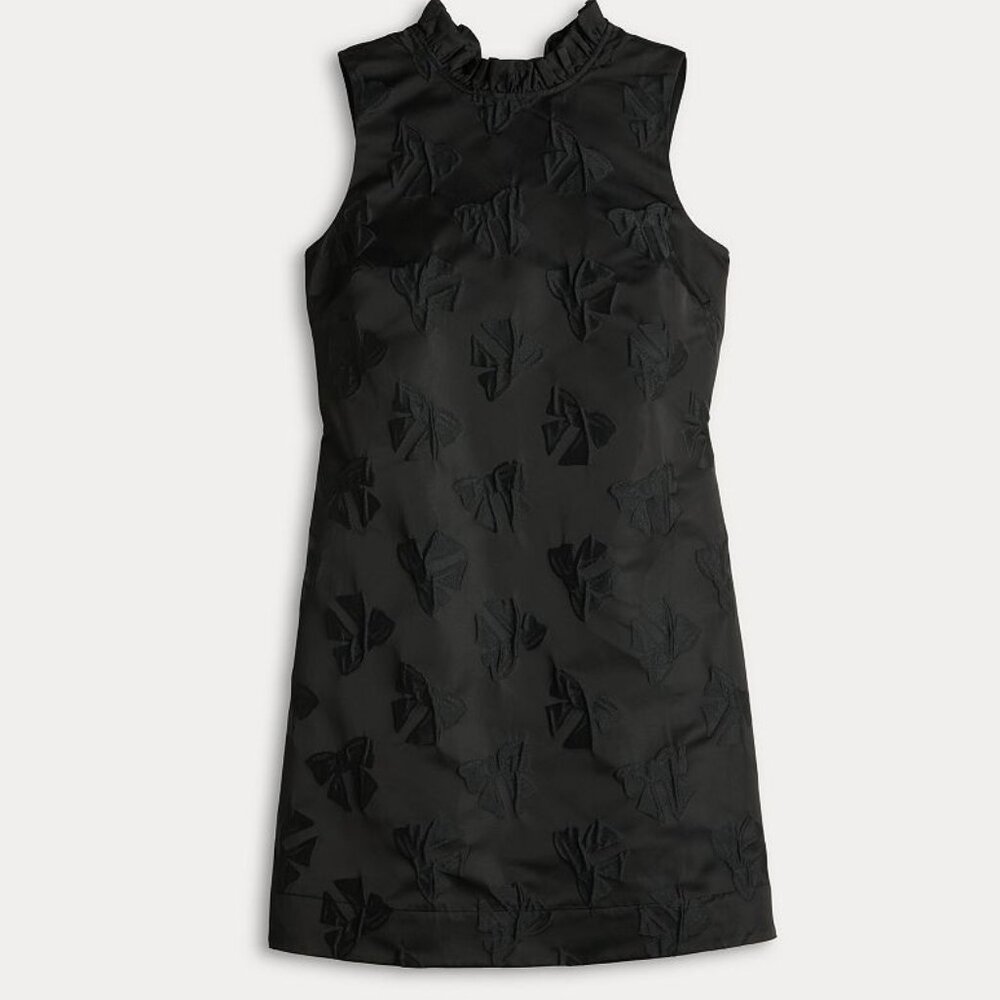 New Draper James Bow Coquette Jacquard Sleeveless Dress RSVP XS X-Sm Black Shift